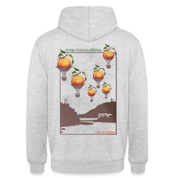 Flying Peaches Festival - Unisex Hoodie - Hellgrau meliert - Hinten - Michal (187cm)