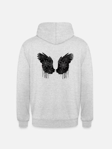 Angelwings,Vingar,Akvarell,Spindel,Änglavingar - Luvtröja unisex - ljusgråmelerad