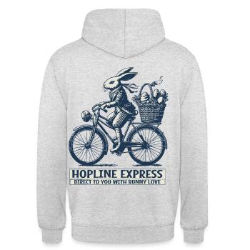 Ostern Hopline Express Retro Ästhetik - Unisex Hoodie - Hellgrau meliert - Hinten - Michal (187cm)