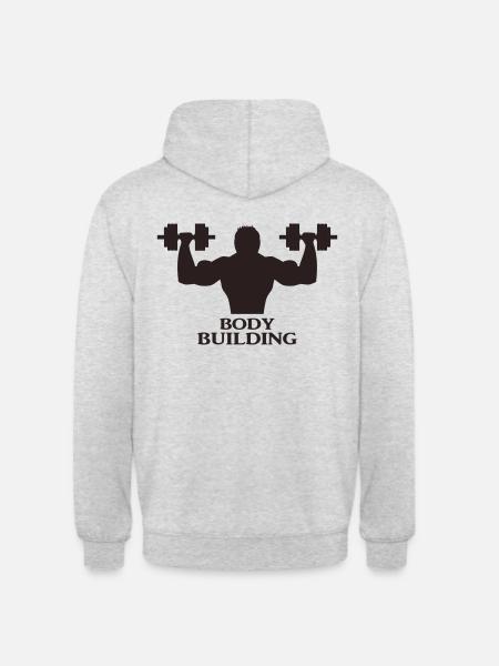 Bodybuilder mit Hanteln - Unisex Hoodie - Hellgrau meliert