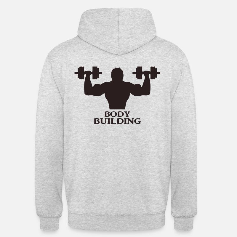 Bodybuilder mit Hanteln - Unisex Hoodie - Hellgrau meliert