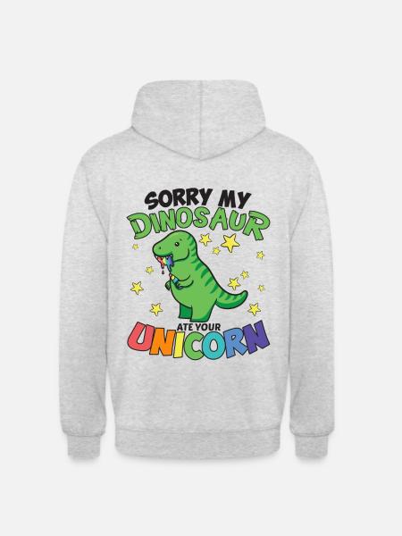Dinosaure mangeant une dinosaure - Sweat-shirt à capuche unisexe - gris clair chiné