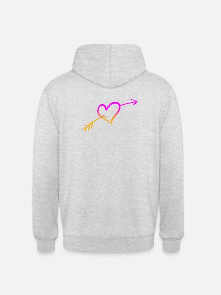 Hjertepil elsker amor valentinsdag i kærlighed - Hættetrøje unisex - lysegrå meleret