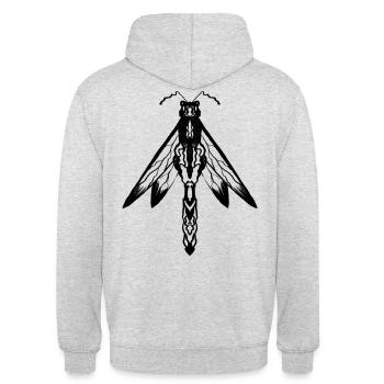 Insekten-Thema 2 - Unisex Hoodie - Hellgrau meliert - Hinten - Michal (187cm)