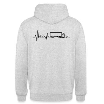 Truck trucker heartbeat EKG professional driver - Unisex Hoodie - light heather grey - Back - Michal (187cm)