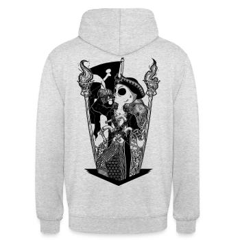The alien Edward Teach - Unisex Hoodie - light heather grey - Back - Michal (187cm)