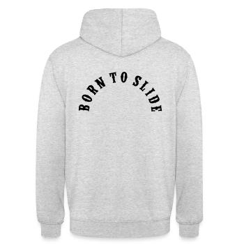 Born To Slide Bow - Unisex Hoodie - Hellgrau meliert - Hinten - Michal (187cm)