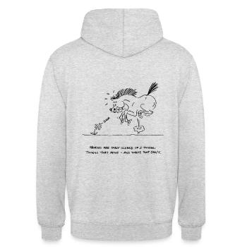 Horses are only scared of 2 things...(Angst-Pferd) - Unisex Hoodie - Hellgrau meliert - Hinten - Michal (187cm)