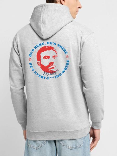 Ted Lasso Logo Und Schriftzug Mit Roy Kent - Unisex Hoodie - Hellgrau meliert - Hinten - Michal (187cm)
