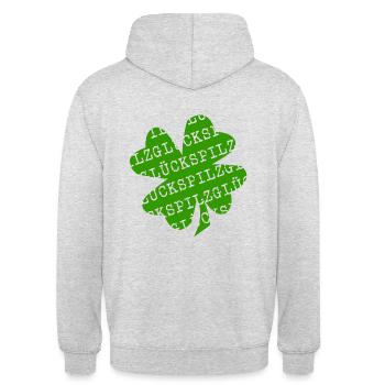 GLÜCKSPILZ (coloured) - Unisex Hoodie - Hellgrau meliert - Hinten - Michal (187cm)