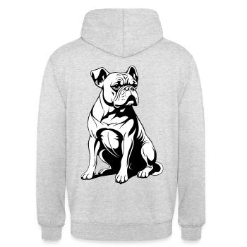 Bulldogge - Unisex Hoodie - Hellgrau meliert - Hinten - Michal (187cm)