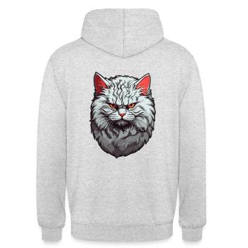 Grumpy Katze Grau - Unisex Hoodie - Hellgrau meliert - Hinten - Michal (187cm)