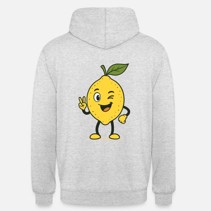Zitrone mit Peace-Zeichen – frech & süß - Unisex Hoodie - Hellgrau meliert