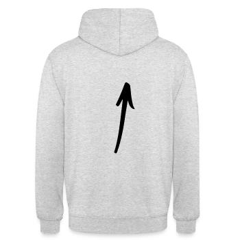 Flèche vers le haut - Sweat-shirt à capuche unisexe - gris clair chiné - Dos - Michal (187cm)