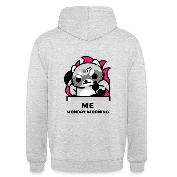 Me Monday Morning - Ich Montag morgen - Unisex Hoodie - Hellgrau meliert - Hinten - Michal (187cm)
