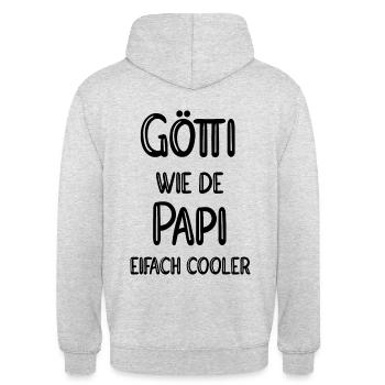 Götti wie de Papi bescht Götti Patenonkel Schweiz - Unisex Hoodie - Hellgrau meliert - Hinten - Michal (187cm)
