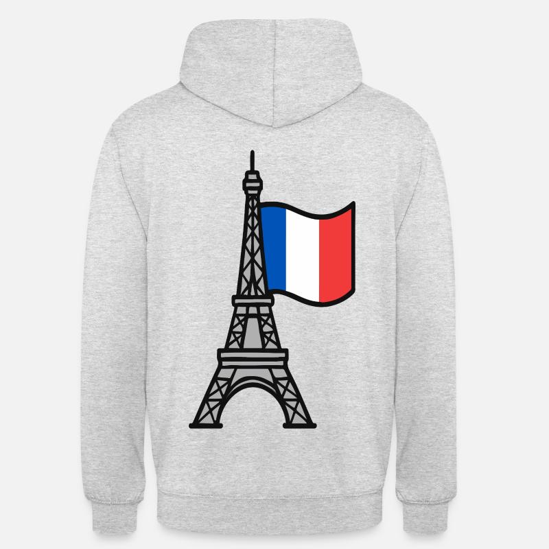 Tour Eiffel avec drapeau français - Sweat-shirt à capuche unisexe - gris clair chiné