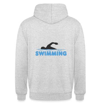 Schwimmen Schwimmer Wasser Schwimmbad Geschenk - Unisex Hoodie - Hellgrau meliert - Hinten - Michal (187cm)