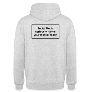 Social media seriously harms your mental health - Unisex Hoodie - light heather grey - Back - Michal (187cm)
