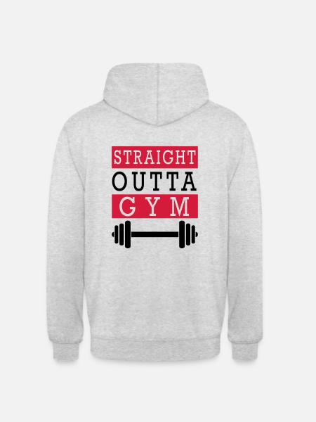 STRAIGHT OUTTA GYM (v) - Sweat-shirt à capuche unisexe - gris clair chiné
