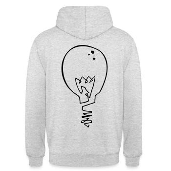 Glühbirne - Unisex Hoodie - Hellgrau meliert - Hinten - Michal (187cm)
