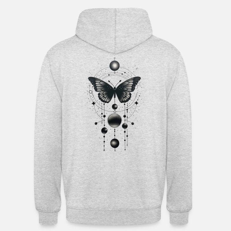 Tatouage de papillon - Sweat-shirt à capuche unisexe - gris clair chiné