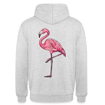 Flamingo - Unisex Hoodie - Hellgrau meliert - Hinten - Michal (187cm)