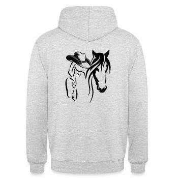 Westerngirl - Unisex Hoodie - Hellgrau meliert - Hinten - Michal (187cm)