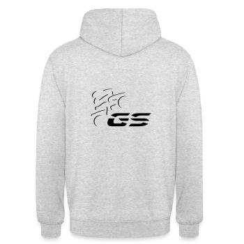 Logo GS-Fahrer Nr. 6 | black - Unisex Hoodie - Hellgrau meliert - Hinten - Michal (187cm)