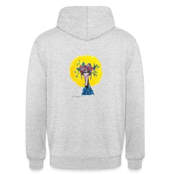 Windhund mit Blütenkranz - Unisex Hoodie - Hellgrau meliert - Hinten - Michal (187cm)