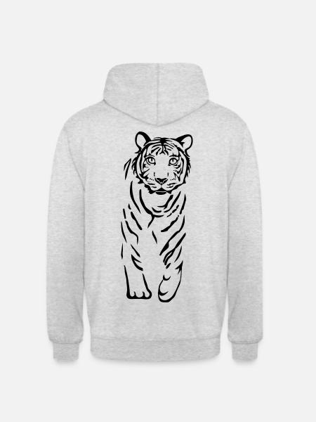 chat tigre lion - Sweat-shirt à capuche unisexe - gris clair chiné