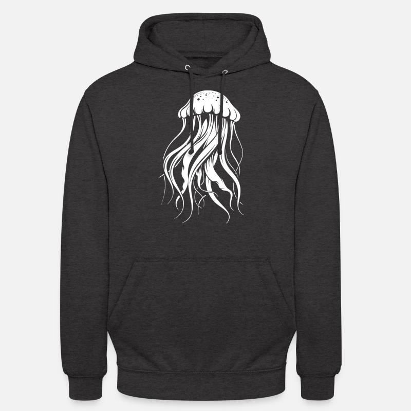 Méduses à tentacules, créatures marines - Sweat-shirt à capuche unisexe - charbon