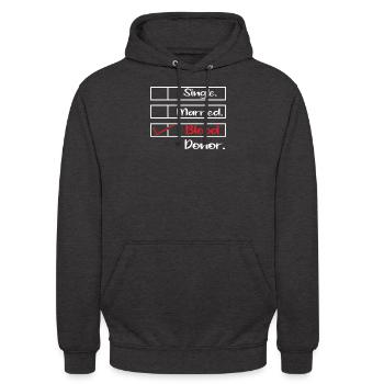 Blutspende Blutspenden Blutspender - Unisex Hoodie - Anthrazit - Vorne - Alina (178cm) & Michal (187cm)