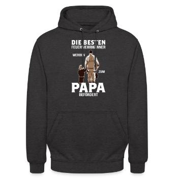 Feuerwehrmann Papa Vatertag Feuerwehr Geschenk - Unisex Hoodie - Anthrazit - Vorne - Alina (178cm) & Michal (187cm)