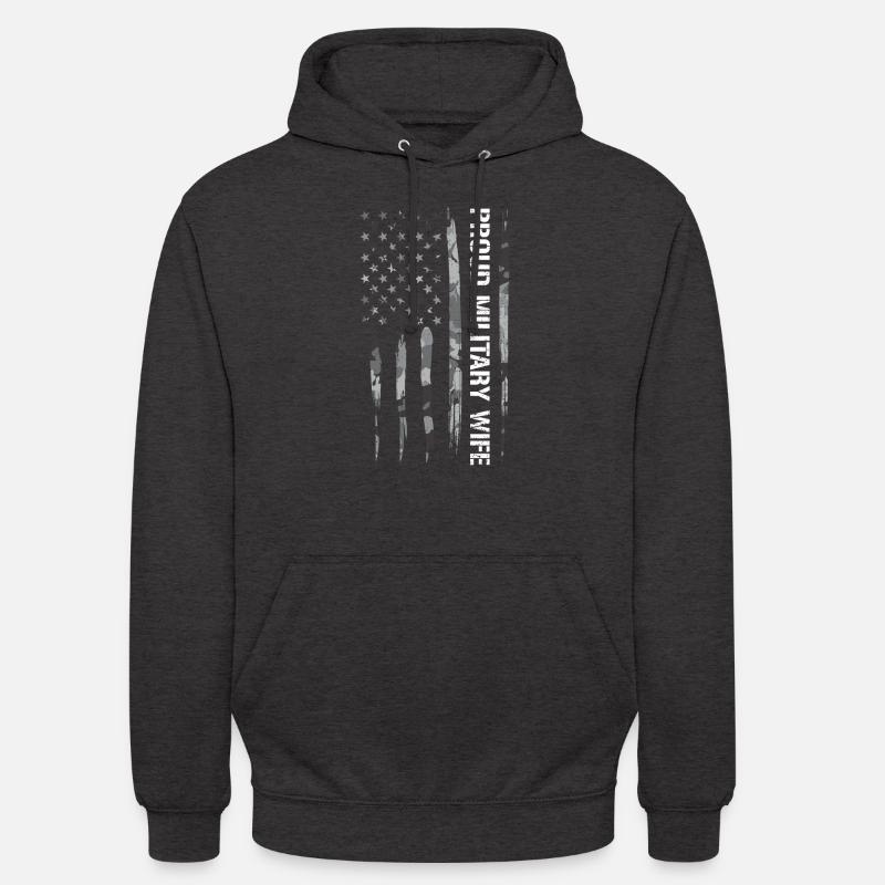 Fière épouse de militaire - Sweat-shirt à capuche unisexe - charbon