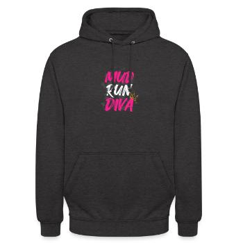 Mud Run Diva Schlammlauf Muddy Race - Unisex Hoodie - charcoal grey - Front - Alina (178cm) & Michal (187cm)