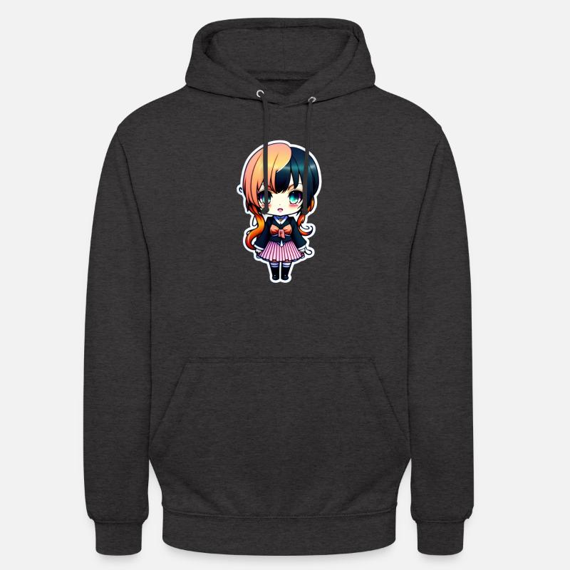 Nettes Chibi-Mädchen, süßer Chibi-Aufkleber - Unisex Hoodie - Anthrazit