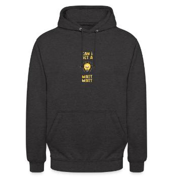 Can I Get A Watt Elektriker Geschenk - Unisex Hoodie - Anthrazit - Vorne - Alina (178cm) & Michal (187cm)
