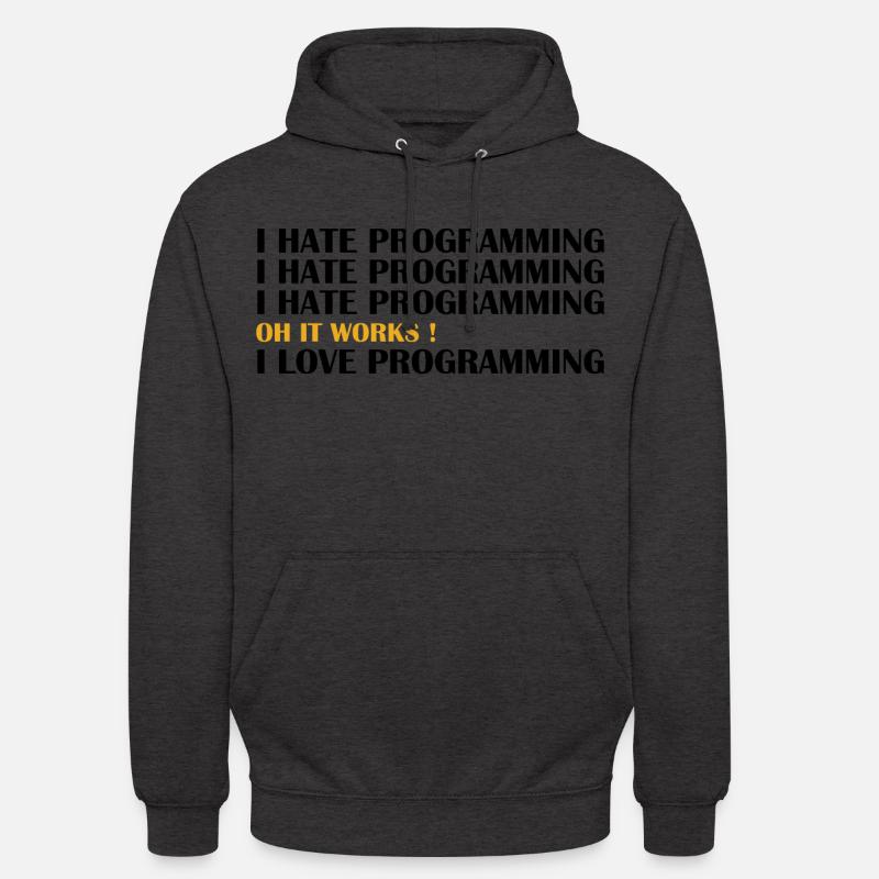 Étudiant en informatique, j'adore la programmation - Sweat-shirt à capuche unisexe - charbon