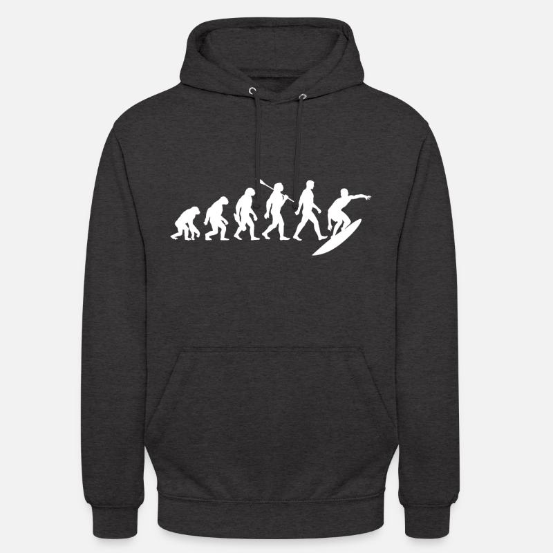 Evolution Surfer - Surfen - Surfbrett - Unisex Hoodie - Anthrazit