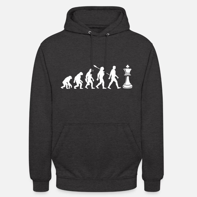 Evolution - Échecs - Joueurs d’échecs - Sweat-shirt à capuche unisexe - charbon