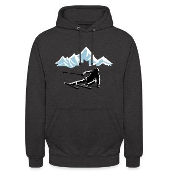 Skifahrer und Berge, skifahren - Unisex Hoodie - Anthrazit - Vorne - Alina (178cm) & Michal (187cm)