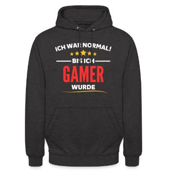 Ich war normal bis ich Gamer wurde - Unisex Hoodie - Anthrazit - Vorne - Alina (178cm) & Michal (187cm)