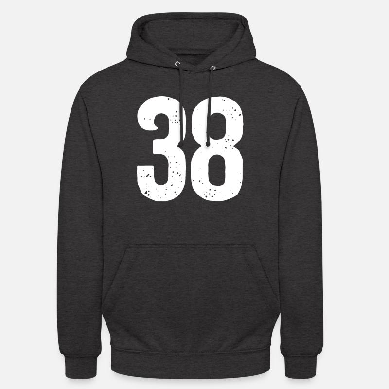 38 Numéros Blanc - Sweat-shirt à capuche unisexe - charbon