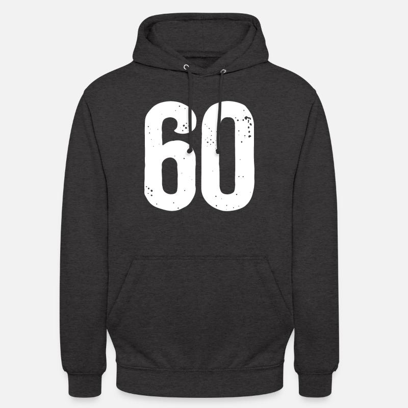 60 numéros blancs - Sweat-shirt à capuche unisexe - charbon