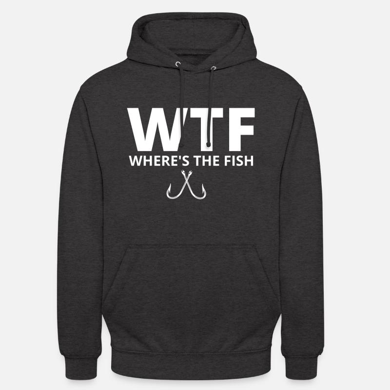 WTF où est le poisson - Sweat-shirt à capuche unisexe - charbon