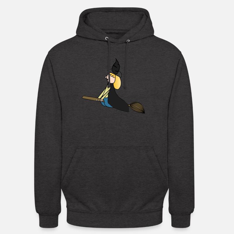 Sorcière sur un balai - Sweat-shirt à capuche unisexe - charbon