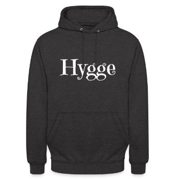 Hygge - skandinavische Gemütlichkeit (weiß) - Unisex Hoodie - Anthrazit - Vorne - Alina (178cm) & Michal (187cm)