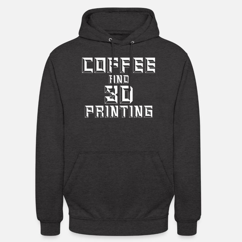 Café et impression 3D - Sweat-shirt à capuche unisexe - charbon