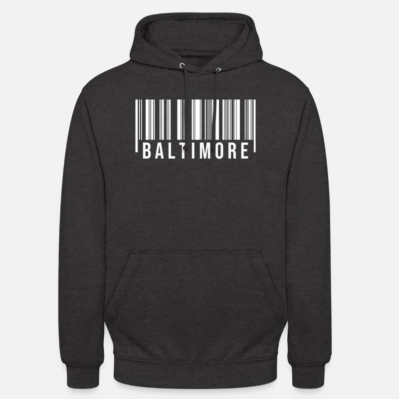 Code-barres Baltimore - Sweat-shirt à capuche unisexe - charbon
